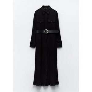 ZARA pleated work dress with belt